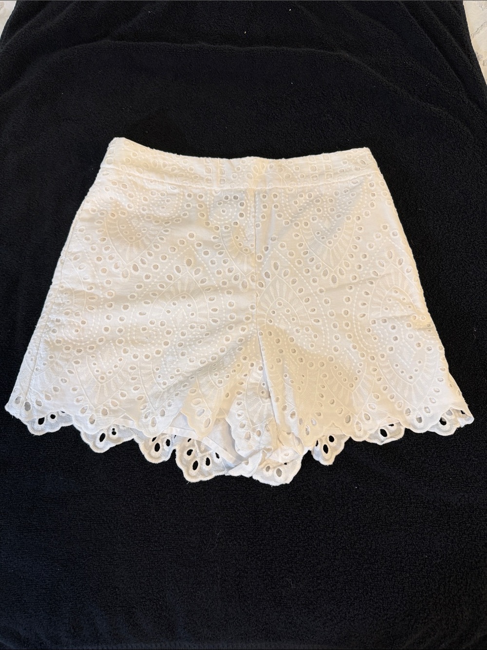 INC International Concepts White Eyelet Scallop Hem High Waist Shorts nwt